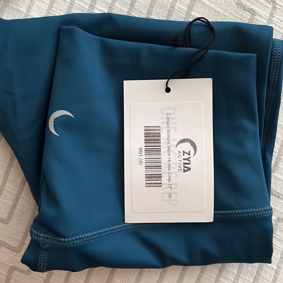 NWT Zyia Active Corsair Brilliant Mesh High Rise Crop Capri Leggings Teal Blue 4 - Picture 2 of 14
